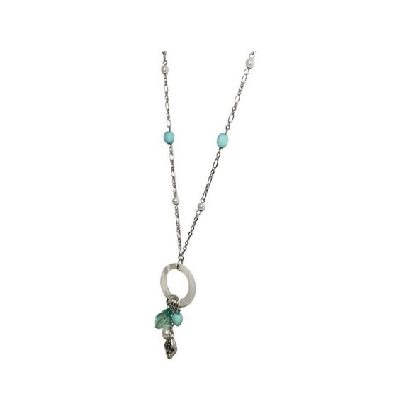 Lia Sophia Mother Of Pearl Mint Green Beaded Minimalist Silver Tone Necklace 30” - Picture 10 of 14